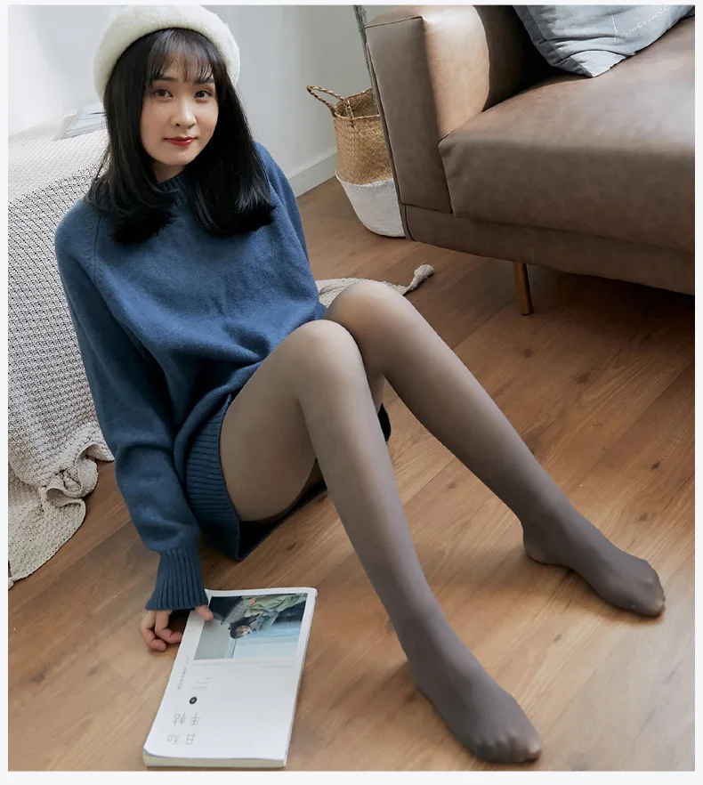 Winter Warm Fleece Tights: Elastic Velvet Pantyhose for Women