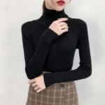 Y2K Turtleneck Sweater: Slim Fit Knitted Pullover for Women