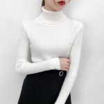 Y2K Turtleneck Sweater: Slim Fit Knitted Pullover for Women