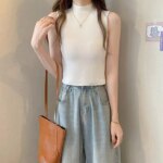 Slim Knitted Tank Top: Women's Sleeveless Sweater for Spring/Fall