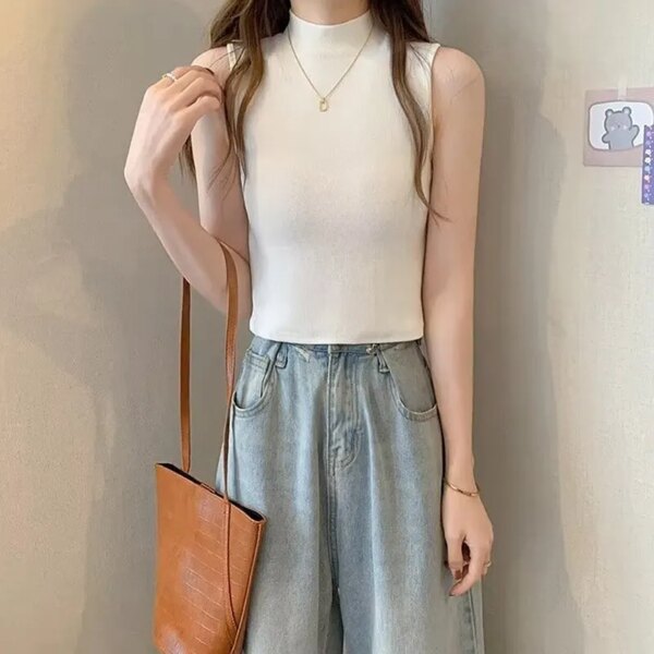 62613-68c4cm.jpg Slim Knitted Tank Top: Women's Sleeveless Sweater for Spring/Fall