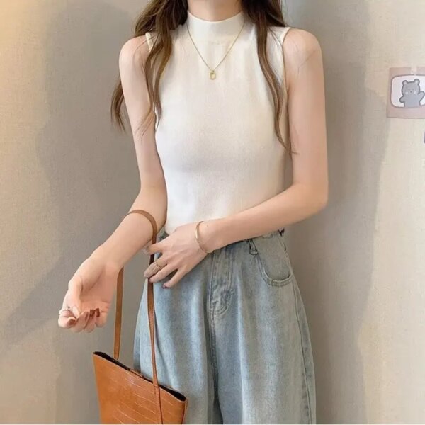 62613-bmywtt.jpg Slim Knitted Tank Top: Women's Sleeveless Sweater for Spring/Fall