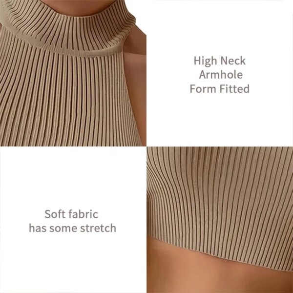 62649-ljdcqz.jpg Ribbed High Neck Halter Top: Slim Fit Sleeveless Crop