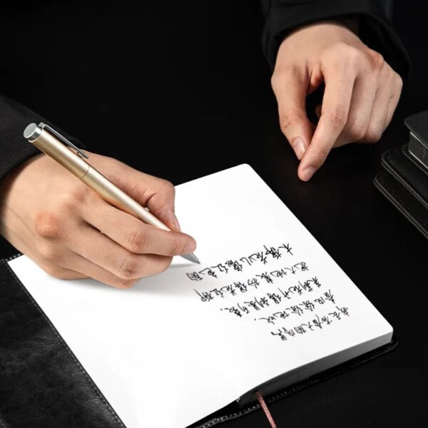 63239-9fufb2.jpg Metal Gel Pen: Deli Golden Signing Pen, Black Ink, Office Stationery