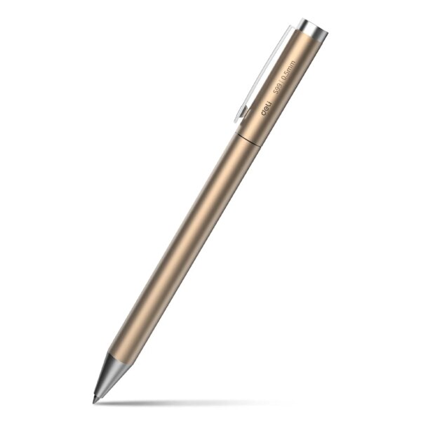63239-s79swj.jpg Metal Gel Pen: Deli Golden Signing Pen, Black Ink, Office Stationery