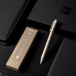 Metal Gel Pen: Deli Golden Signing Pen, Black Ink, Office Stationery