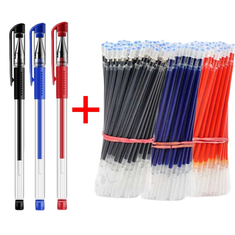 Gel Pens Set: Black Blue Red Refill 0.5mm Bullet Tip