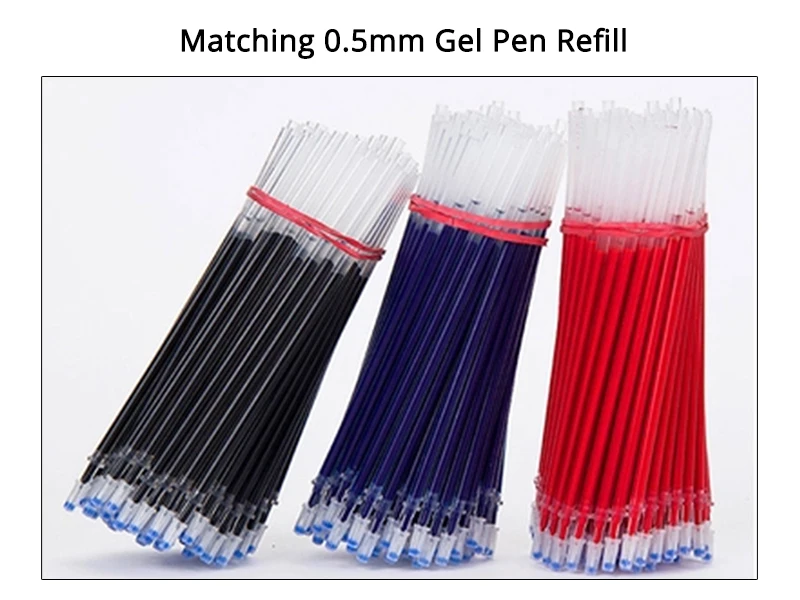 Gel Pens Set: Black Blue Red Refill 0.5mm Bullet Tip