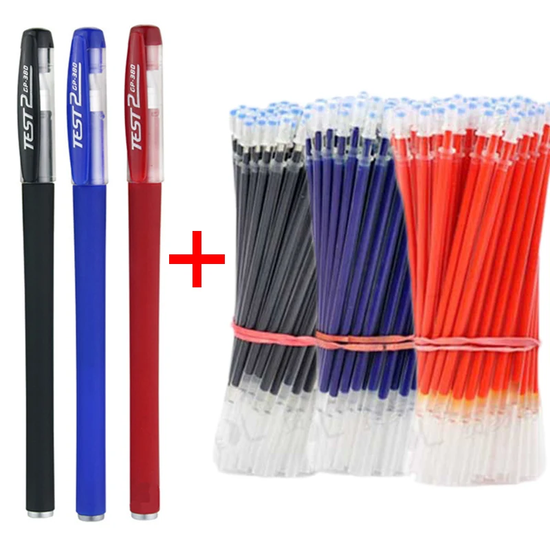 Gel Pens Set: Black Blue Red Refill 0.5mm Bullet Tip