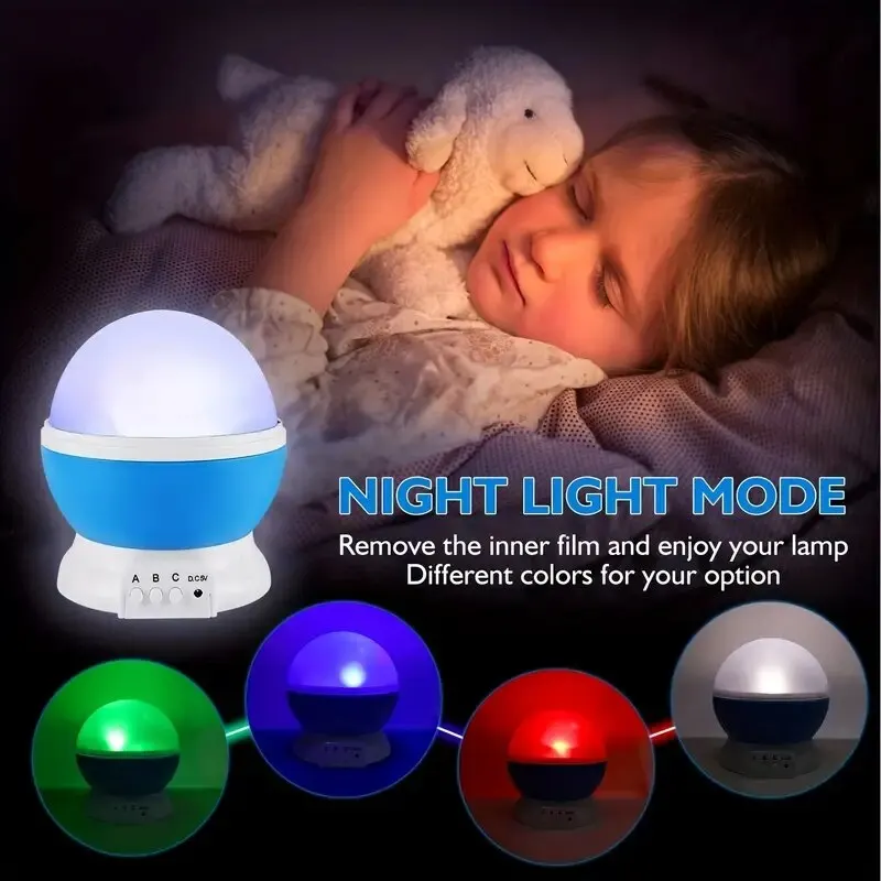 Starry Sky Galaxy Projector LED Night Light: Rotating Planetarium Lamp for Children's Bedroom, Moonlight Kids Gift