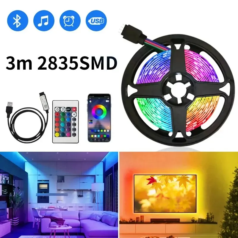 3M USB RGB LED Strip Light: SMD 2835 Smart APP Control