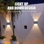 Solar Powered Waterproof Wall Light: 4 LED Beads, Up and Down Light, for Courtyard Garden Carport.4LED Beads Up and Down Light Solar Powered Waterproof Wall Light for Courtyard Garden Carport