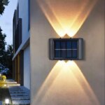 Solar Powered Waterproof Wall Light: 4 LED Beads, Up and Down Light, for Courtyard Garden Carport.4LED Beads Up and Down Light Solar Powered Waterproof Wall Light for Courtyard Garden Carport