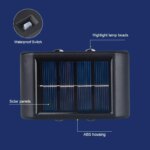 Solar Powered Waterproof Wall Light: 4 LED Beads, Up and Down Light, for Courtyard Garden Carport.4LED Beads Up and Down Light Solar Powered Waterproof Wall Light for Courtyard Garden Carport