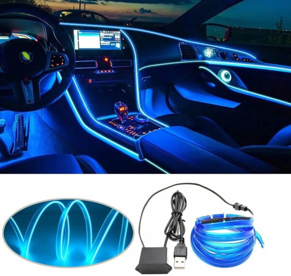 63451-4td7le.jpg Car Interior LED Neon Strip Light: 2M/3M/5M EL Wiring, USB Drive Powered, DIY Flexible Ambient Lighting for Auto