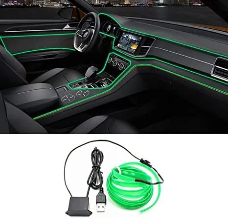 Car Interior LED Neon Strip Light: 2M/3M/5M EL Wiring, USB Drive Powered, DIY Flexible Ambient Lighting for Auto