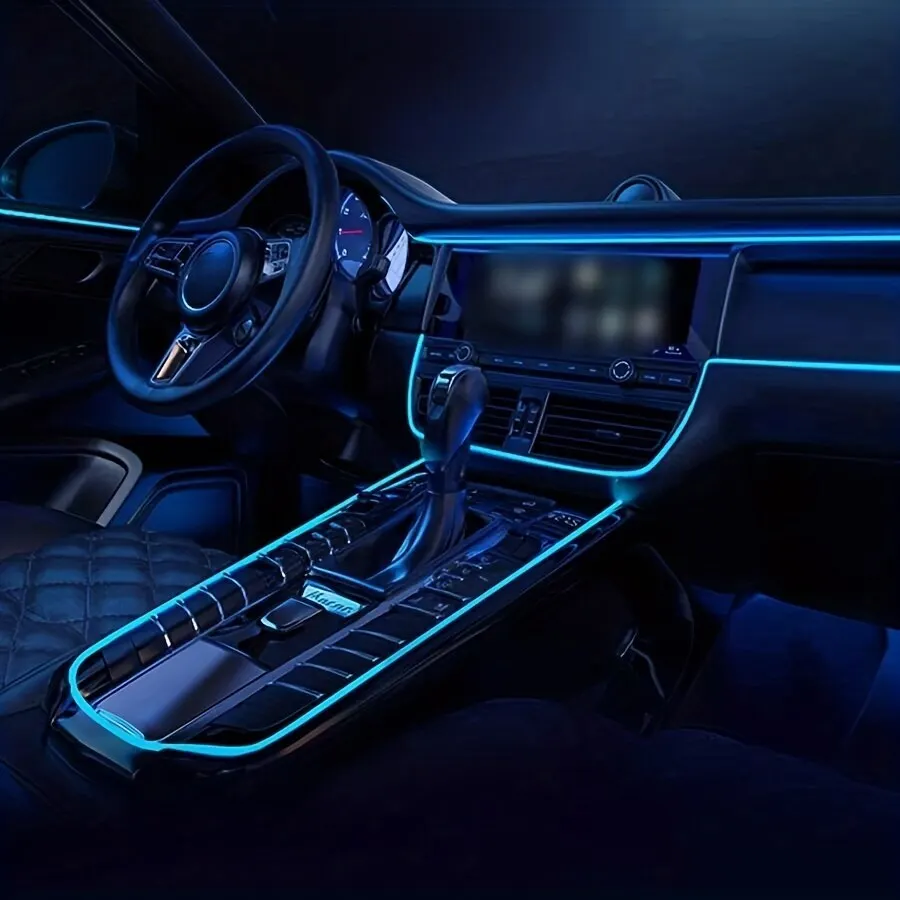 Car Interior LED Neon Strip Light: 2M/3M/5M EL Wiring, USB Drive Powered, DIY Flexible Ambient Lighting for Auto