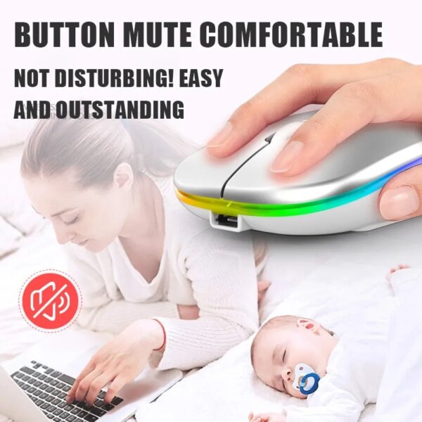 Cool Wireless Charging Bluetooth Mouse: Luminous, 2.4G USB Receiver, Portable Mouse for Tablets, Phones, Computers