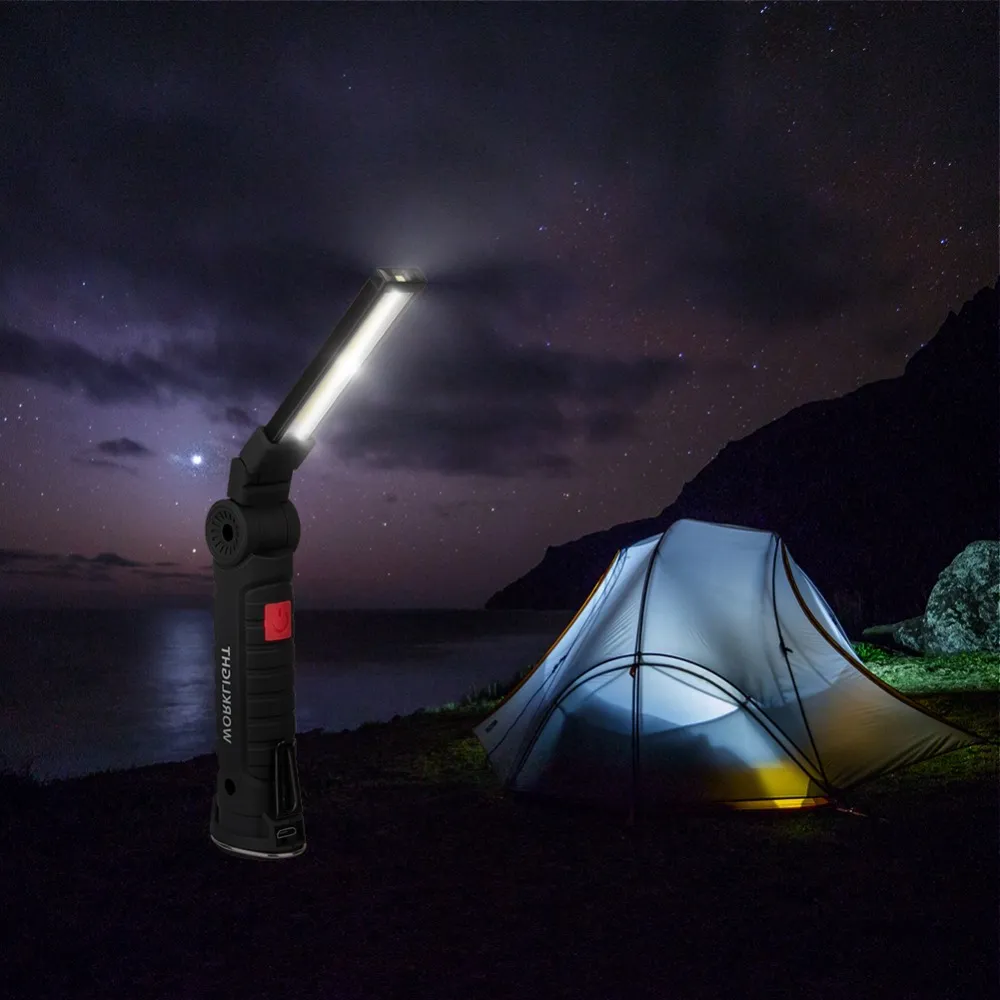 Camping LED Work Light: Rechargeable, IP64 Waterproof, 5 Lighting Modes, with Magnet and Hook - Ideal for Night Work