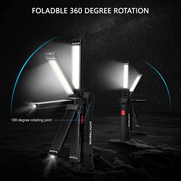 63706-b7khgd.jpg Camping LED Work Light: Rechargeable, IP64 Waterproof, 5 Lighting Modes, with Magnet and Hook - Ideal for Night Work