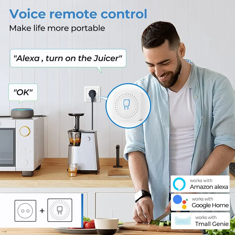 16A Mini WiFi Switch: Smart Home Relay, 2-Way Control, App Remote, Timer, Alexa, Google Home