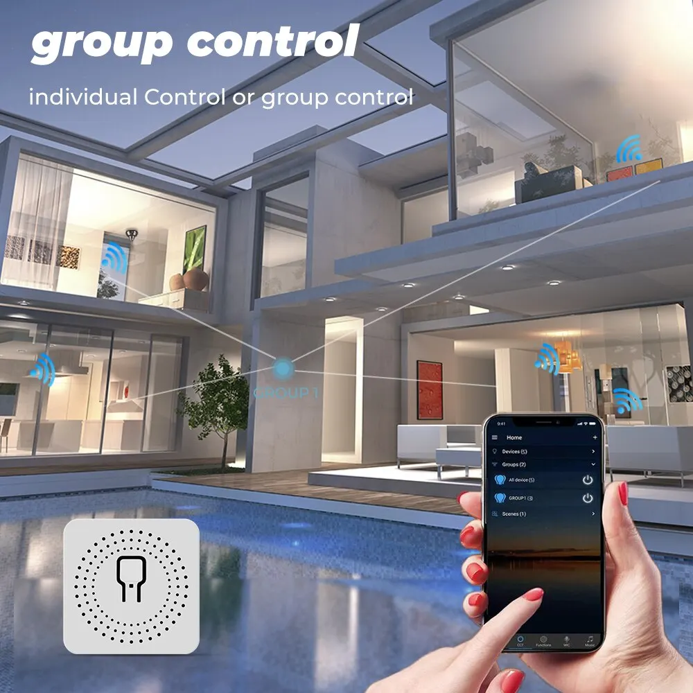 16A Mini WiFi Switch: Smart Home Relay, 2-Way Control, App Remote, Timer, Alexa, Google Home