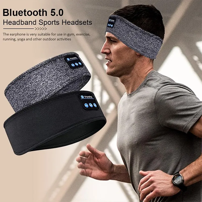 Bluetooth Earphones Sports Headband: Wireless Headphones with Elastic Sleeping Eye Mask, Bluetooth Headset