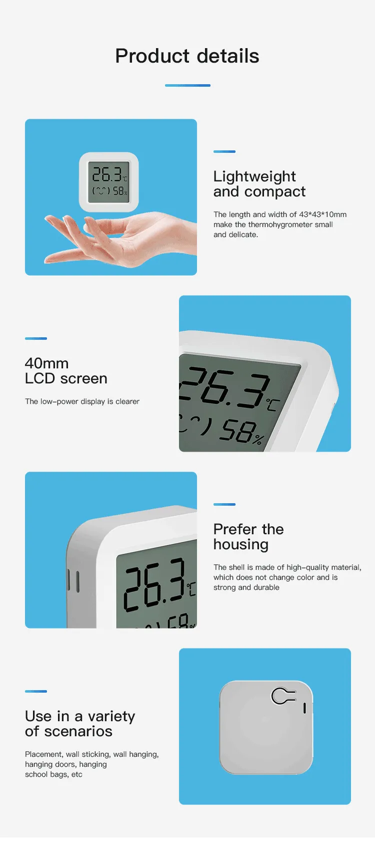 Tuya Mini Temperature Humidity Sensor with LCD Display: Bluetooth APP Remote Control Thermometer Hygrometer