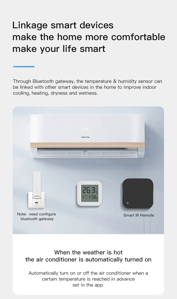 Tuya Mini Temperature Humidity Sensor with LCD Display: Bluetooth APP Remote Control Thermometer Hygrometer