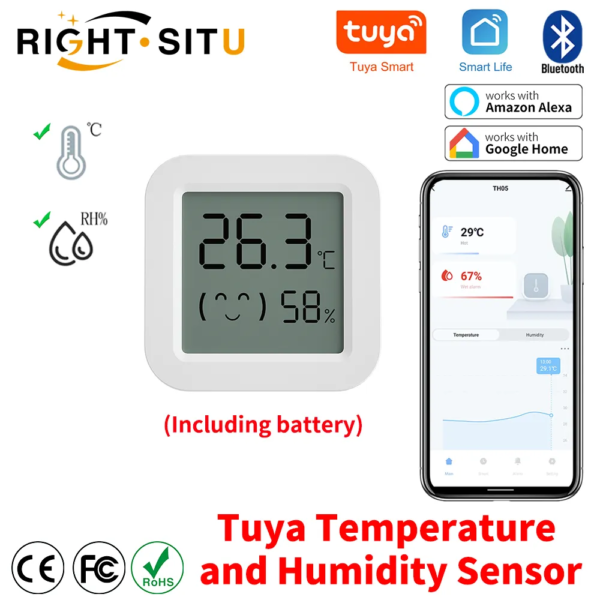 63947-gwrx8n.png Tuya Mini Temperature Humidity Sensor with LCD Display: Bluetooth APP Remote Control Thermometer Hygrometer