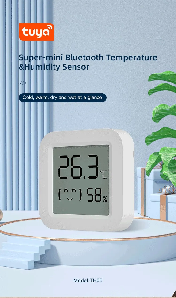 Tuya Mini Temperature Humidity Sensor with LCD Display: Bluetooth APP Remote Control Thermometer Hygrometer