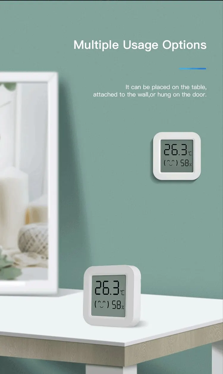 Tuya Mini Temperature Humidity Sensor with LCD Display: Bluetooth APP Remote Control Thermometer Hygrometer