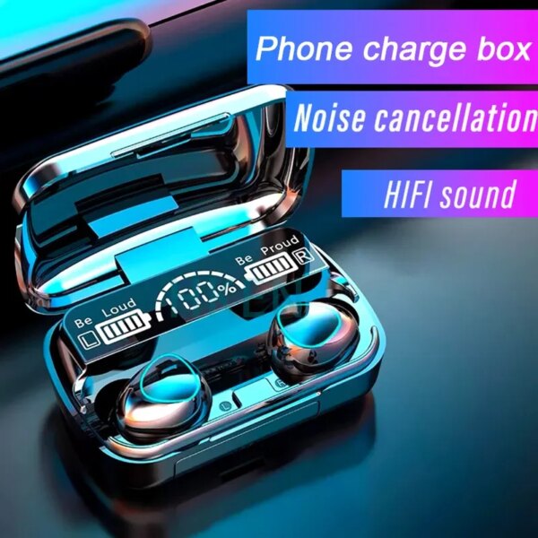 63958-pfzjrl.jpg TWS Wireless Bluetooth Earbuds with Charging Box: Noise Cancelling Mic, Phone Compatibility