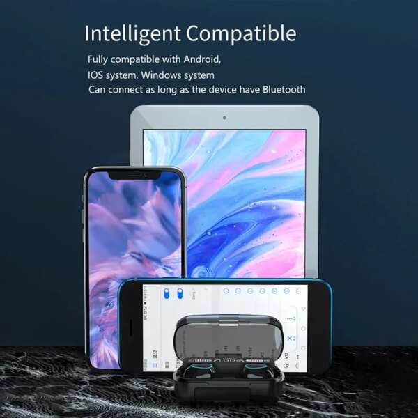 63958-pvdzld.jpg TWS Wireless Bluetooth Earbuds with Charging Box: Noise Cancelling Mic, Phone Compatibility