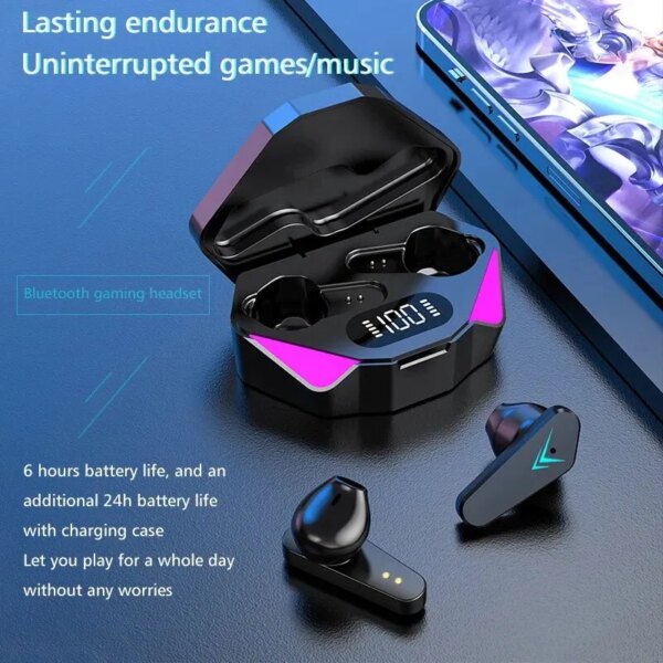 63969-4pnykf.jpg X15 TWS Wireless Bluetooth Earbuds: LED Display, Mic, Noise Cancelling, Gamer Earphones