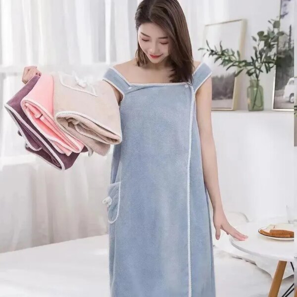 64008-jofpkg.jpg Women's Wearable Bath Towel: 140*85cm, Fast Drying, Ideal for Bathing, Beach, Spa, Gym