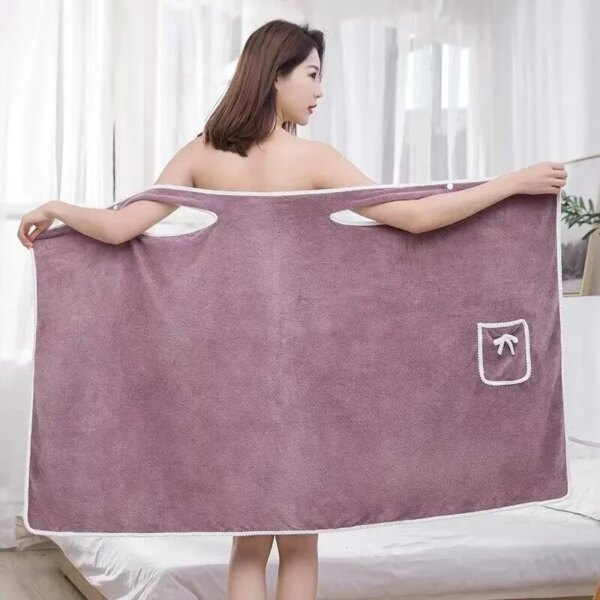64008-osuef3.jpg Women's Wearable Bath Towel: 140*85cm, Fast Drying, Ideal for Bathing, Beach, Spa, Gym
