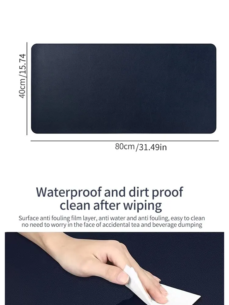 Large Office Desk Protector Mat: 70x35cm, Royal Blue, PU Leather Suede, Waterproof, Keyboard Pad, Gaming Mousepad