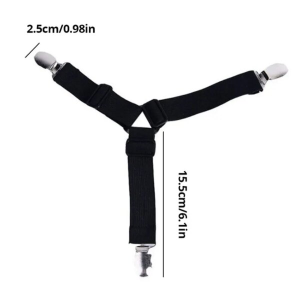 64049-v7aify.jpg 4Pcs Bed Sheet Fasteners Holder Clips: Elastic Straps, Adjustable, Mattress Cover Clips, Organize Sheets