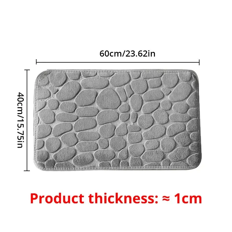 Non-Slip Cobblestone Embossed Memory Foam Bathroom Mat: Bath, Wash Basin, Bathtub, Shower, Doormat