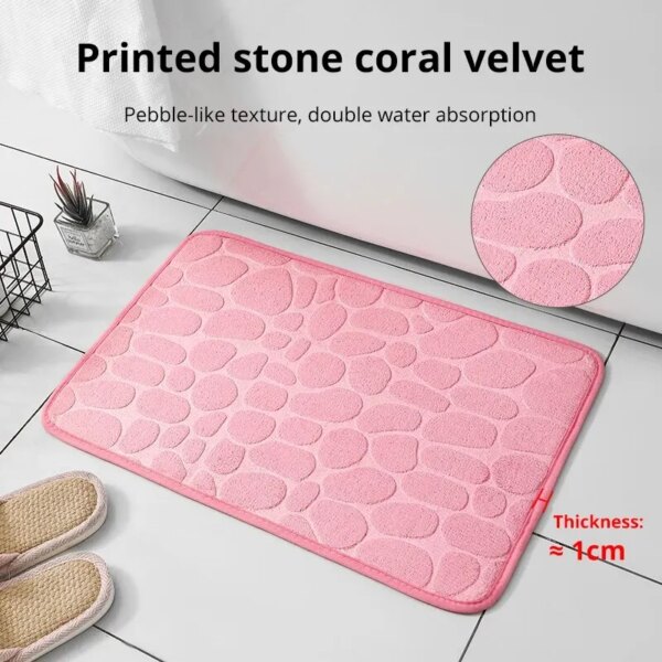 64074-2cxmh6.jpg Non-Slip Cobblestone Embossed Memory Foam Bathroom Mat: Bath, Wash Basin, Bathtub, Shower, Doormat