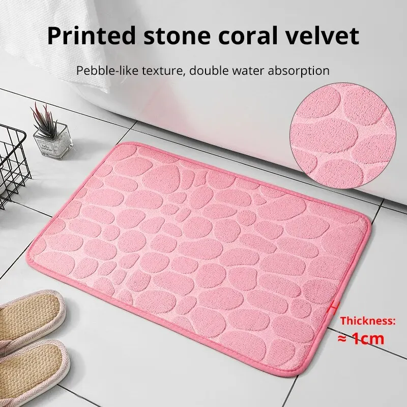 Non-Slip Cobblestone Embossed Memory Foam Bathroom Mat: Bath, Wash Basin, Bathtub, Shower, Doormat