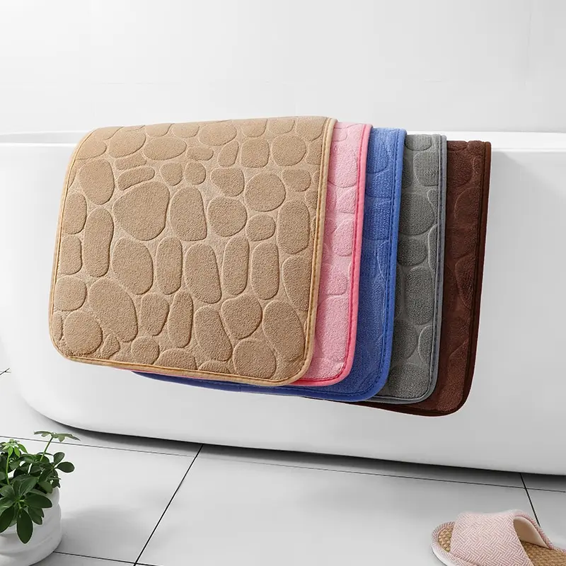 Non-Slip Cobblestone Embossed Memory Foam Bathroom Mat: Bath, Wash Basin, Bathtub, Shower, Doormat