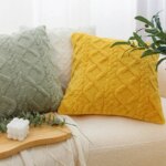 Vintage Knitted Cushion Cover: Twist Knitting Plush Pillow Case for Headboard Back, Simple Pillowcase