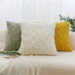Vintage Knitted Cushion Cover: Twist Knitting Plush Pillow Case for Headboard Back, Simple Pillowcase