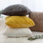 Vintage Knitted Cushion Cover: Twist Knitting Plush Pillow Case for Headboard Back, Simple Pillowcase