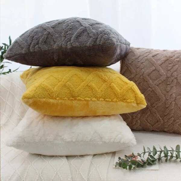 64117-hcpc8w.jpg Vintage Knitted Cushion Cover: Twist Knitting Plush Pillow Case for Headboard Back, Simple Pillowcase