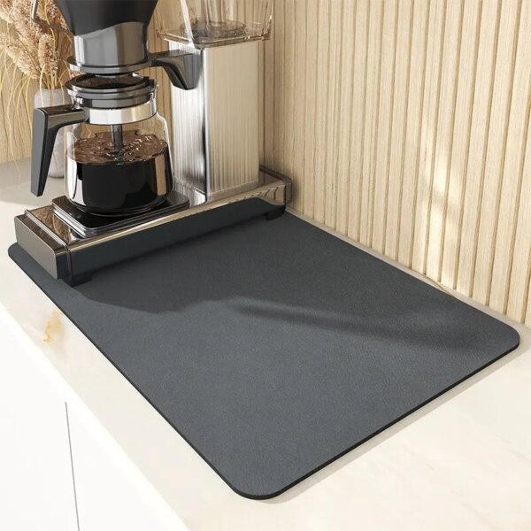 64131-glsf3c.jpg Super Absorbent Dish Drying Mat: Rubber Backed Kitchen Countertop Mat for Dinnerware, Coffee Bar, Pot, and Cup