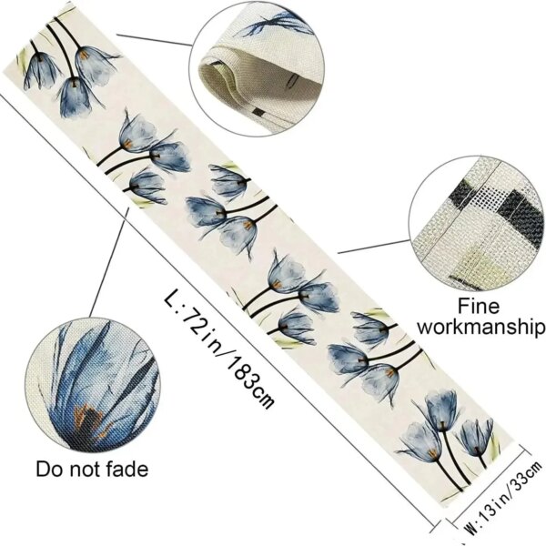 64146-bhi1bb.jpg Tulip Linen Table Runner: Rustic Farmhouse Style, 13x70 Inch, Kitchen Dining Table Decoration for Indoor and Outdoor Home