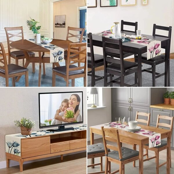 64146-xpj6sl.jpg Tulip Linen Table Runner: Rustic Farmhouse Style, 13x70 Inch, Kitchen Dining Table Decoration for Indoor and Outdoor Home